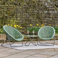 TOBS 2 Seater Bistro Set Outdoor Rattan Foldable Chairs and Tempered Glass Table