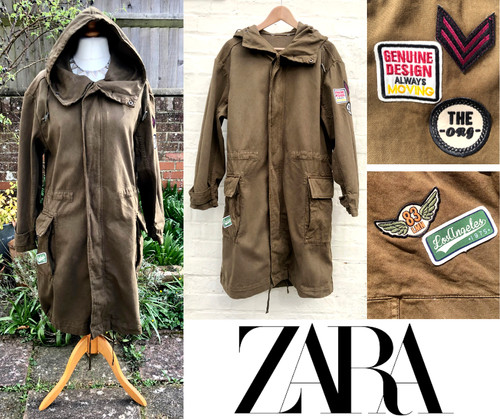 Zara khaki green parka coat - khaki,
