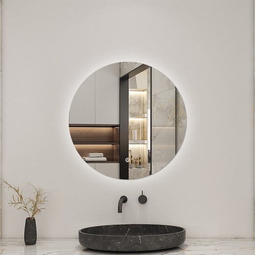 Round bathroom mirror with - bathroom,