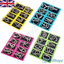 Skilltoyz IQ 8 Piece Metal Wire Puzzle Box Sets 3D Brain Teasers Game - UK Stock