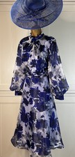 Veni Infantino UK 12/14 Silky Blue Mix Dress Wedding Mother Bride Groom Guest