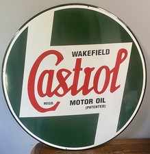 Huge Castrol Motor Oil Metal Enamel Sign Wakefield Garage National Benzole Shell