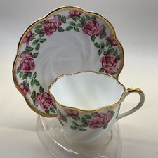 Salisbury Fine Eggshell Bone China Teacup & Saucer Set Purple Flowers - England