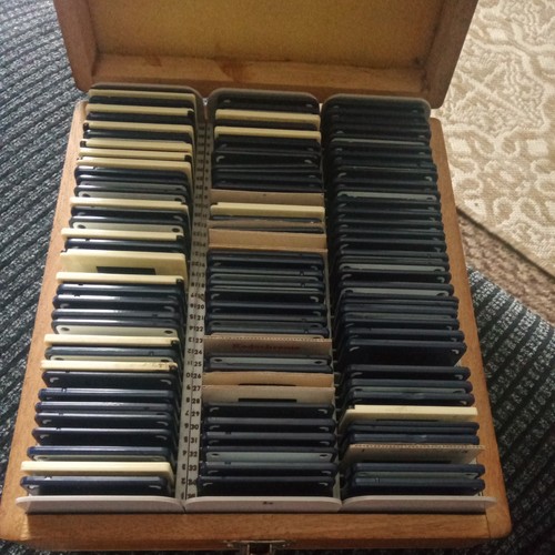 Vintage wooden 35mm slide box - vintage,