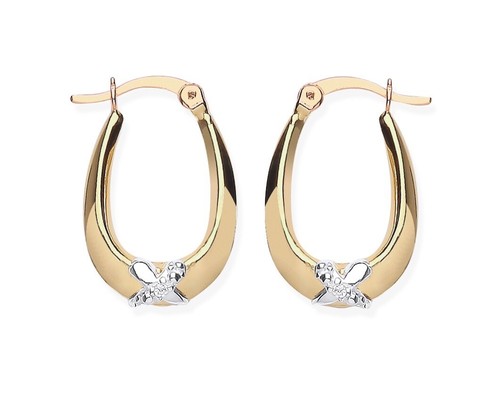9ct gold silver oval - 9ct,