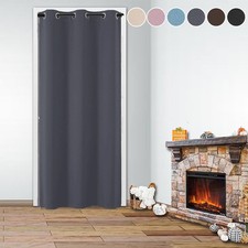 Blackout Door Curtains Ready Made Single Panel Thermal Eyelet Ring Top Drapes UK