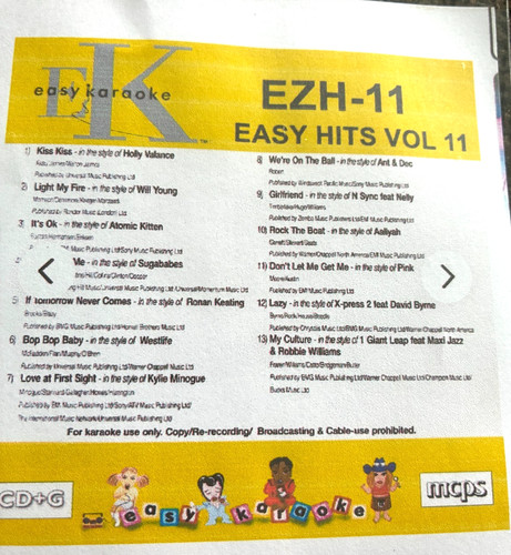 Easy karaoke cdg hits vol - cd,