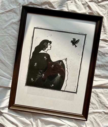 Original linocut print - original,