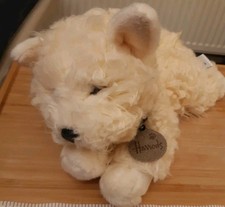 Harrods Westie Puppy Dog Teddy Plush Toy  2007. Retired. cream. very good cond.