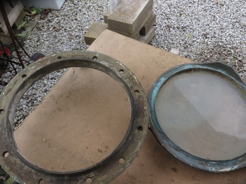 Brass porthole window ship - brass, old