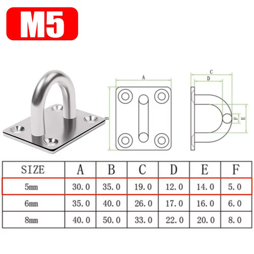 Stainless steel pad eye hook - stainless,