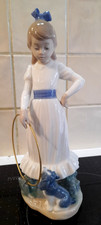 NAO BY LLADRO "MY DOG DOES TRICKS" GIRL WITH HOOP & DOG FIGURINE C1982