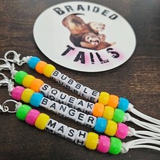 Personalised Figure Of 8 Harness Bead Name Keyring Ferret Rabbit Pet Tag Lead