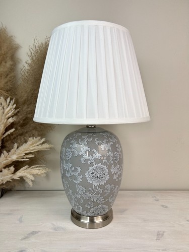 Grey white floral oriental - grey,