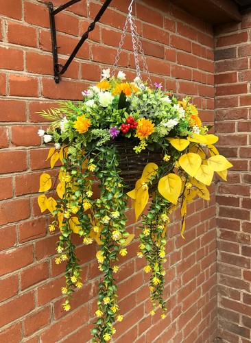 Hanging basket with artificial - hanging,