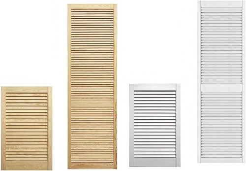 Wooden louvered door - door, front