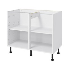 GoodHome Caraway 1000mm White Kitchen Base Unit Adjustable Legs Storage Cabinet