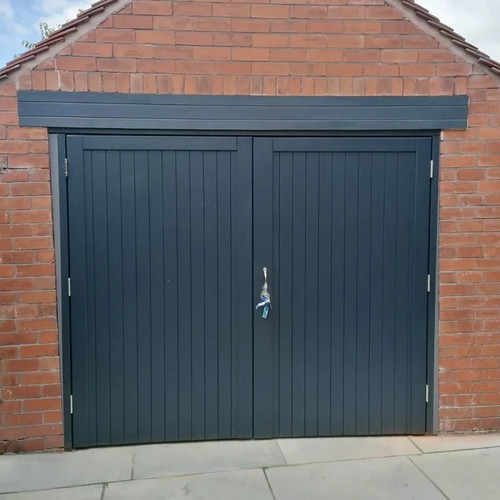 Wooden flat top garage - flat, doors