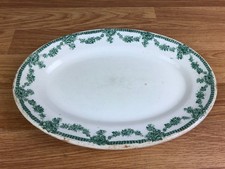 Vitrified John Maddock & Sons White & Green Ceramic Platter