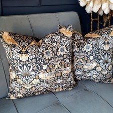 Luxury Handmade Velvet Cushion Cover  Strawberry Thief by William Morris