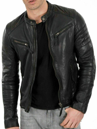 Men black genuine sheepskin - men's,