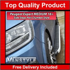 FITS PEUGEOT EXPERT MEDIUM 16> ALUMINIUM SIDE STEP CLUMBER STYLE RUNNING BOARDS
