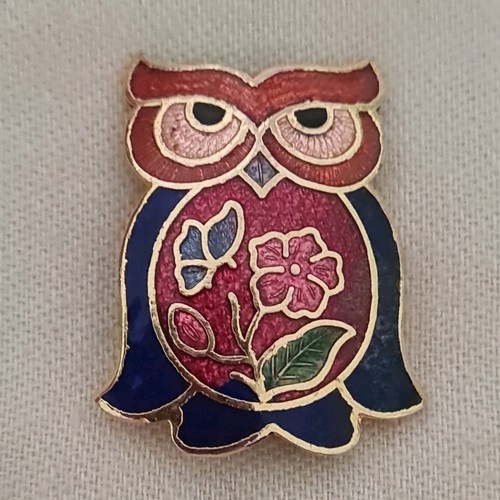 Adorable owl cloisonne enamel - owl,