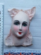 French Paris Boudoir Doll Mask Head Hand Painted Doll Face with Label 1920s #332