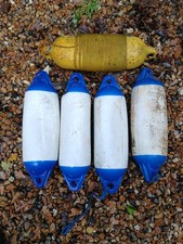 4 X MAJONI WHITE/BLUE BOAT FENDERS - SIZE 1  + 1 OTHER  