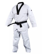 adidas WT Champion III Taekwondo Uniform Dobok Suit Adult White Black Collar Dan