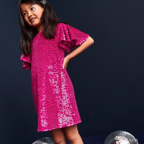 Girls pink sequin dress age - girls,
