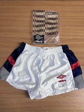 1988 Umbro England Vintage Football Shorts 28" Blue