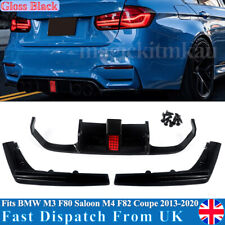 FOR BMW M3 M4 F80 F82 F83 GLOSS BLACK M SPORT REAR DIFFUSER F1 STYLE W/LED 2015+