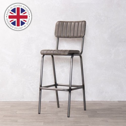 Grey faux leather - leather, stool
