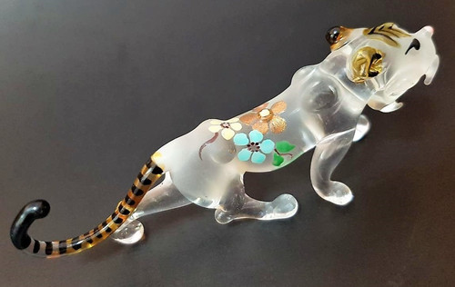Frosted blown glass tiger - blown,