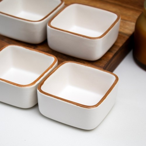 Stoneware square ramekins set - stoneware,