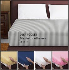 30cm Deep Fitted Sheets 100% P Cotton Bottom Bed Sheets 300TC Double King Sheets