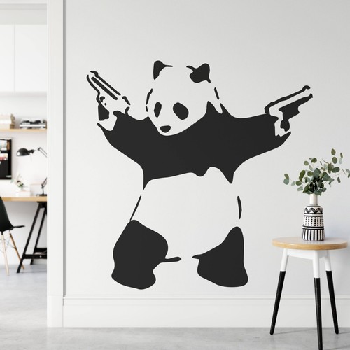 Banksy panda with guns - guns, wall