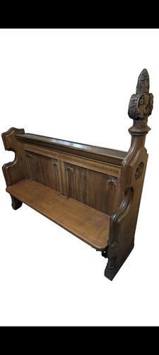Antique solid oak church - church, pew