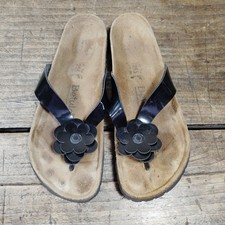 Birkenstock Betula Sandals W10 M8 Narrow Black Floral Flower Shoes Flip Flop