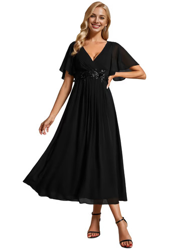 Ever pretty neck pleated - ever-pretty, v-neck