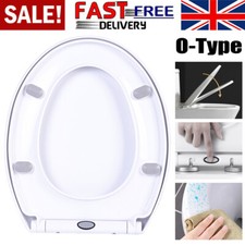 Soft Close Toilet Seat White Bathroom Oval Heavy Duty Universal Hinges Anti Slam