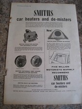 SMITHS CAR HEATERS AND DE-MISTERS VEHICLE HEATING 1960 ADVERT A4 FILE 52