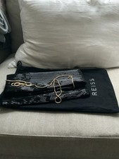Reiss Black Beaded Clutch Bag