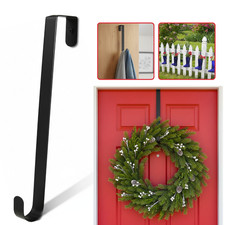OVER DOOR WREATH HANGER HOOK STRONG METAL HOLDER BLACK CHRISTMAS XMAS DECORATION