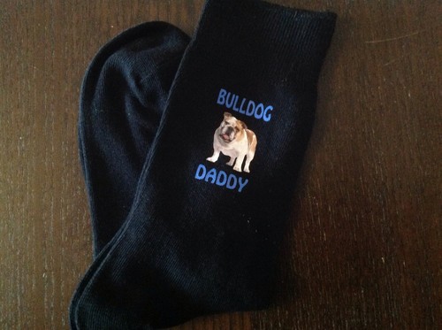 Bulldog daddy printed socks - daddy,