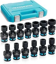 DURATECH 1/2" Drive Swivel Socket Set, 13-Piece Metric Socket Set with Flexible