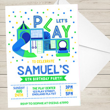 Personalised Play Birthday Party Invitations A6 Girls Boys Kids Soft Play