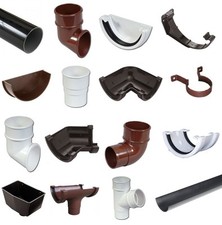 Half Round Guttering Downpipe Gutter Down Pipe Black White Brown 2.5m/ 4m / 5.5m