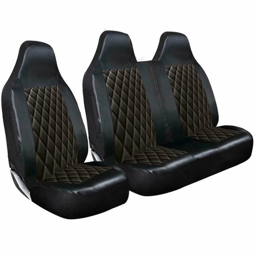 Leather look black quilted van - black,